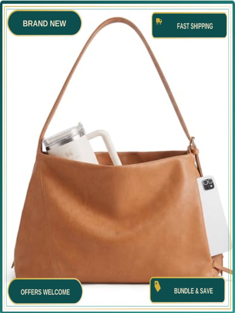 Hobo Bag for Women Leather Shoulder Tote Crossbody 3-Way Purse